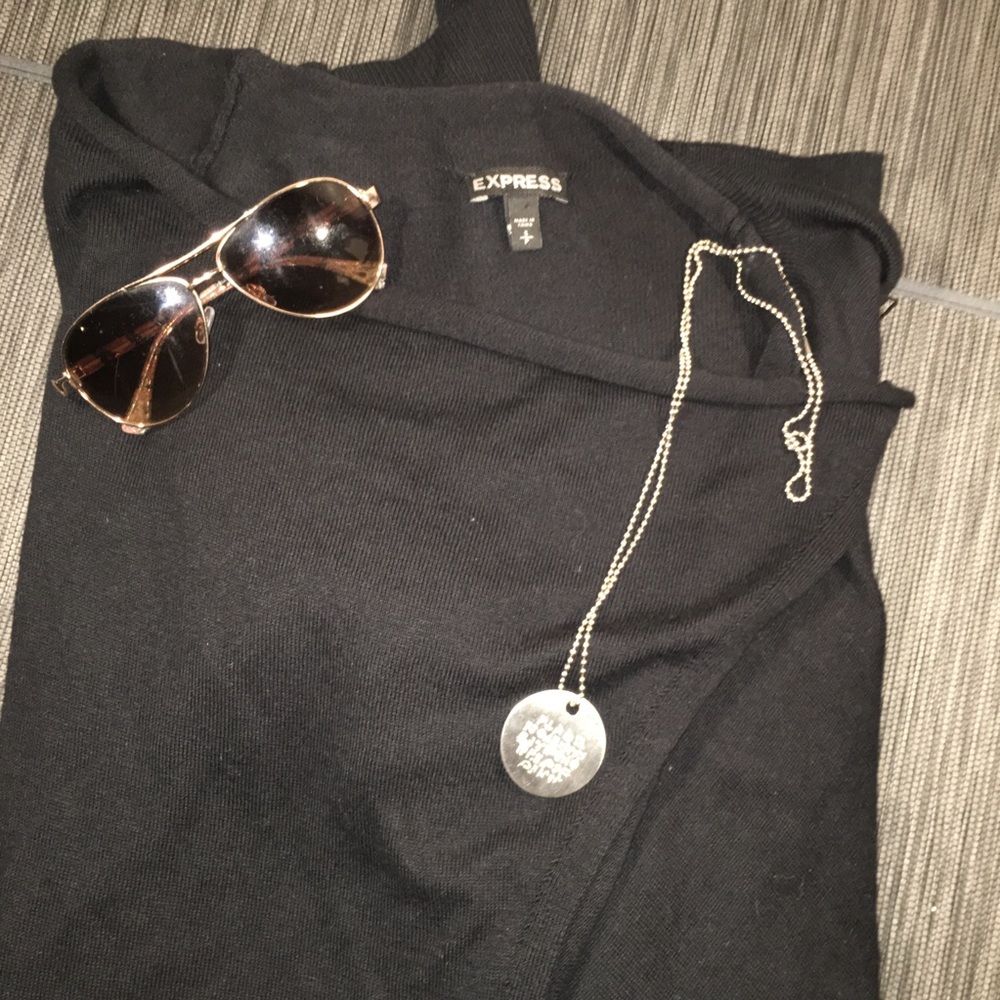 Black Long Sleeve Cardigan with Buckle